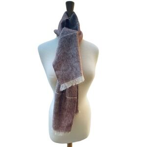 Halper Brothers wool fringed Scarf Unisex Rectangle 52 X 10.5 Vintage Classic